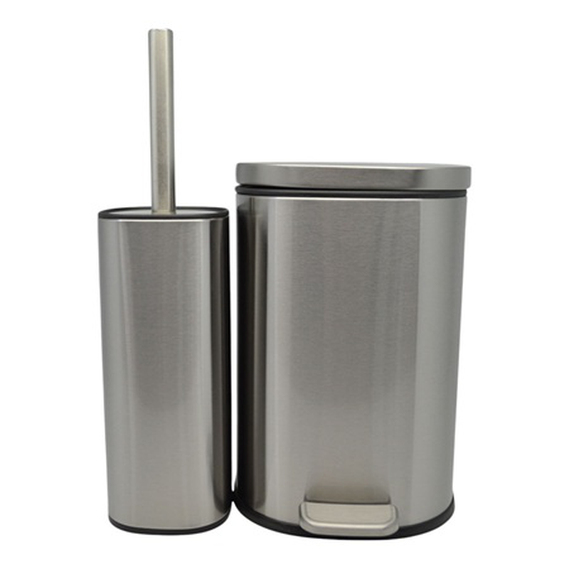 Ankor anyday set pedal bin 5lt & brush silver, , medium-null