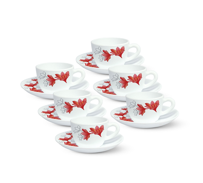 Larah set6 9cl cup & saucer  ruby, , medium
