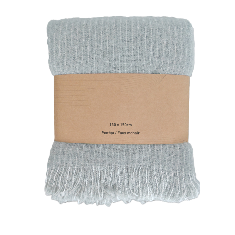 Faux mohair throw 130x150cm - grey, , medium-null