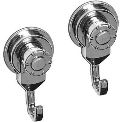 Set 2 abs hooks on suction cups chrome, , medium