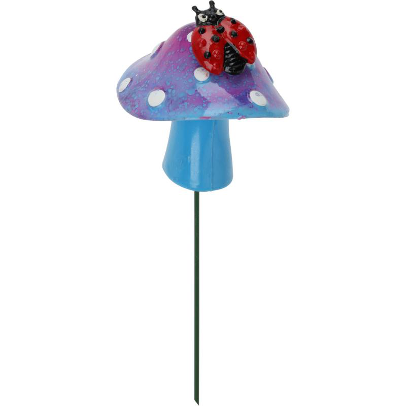 Garden stick plastic mushroom - assorted colors, , medium-null