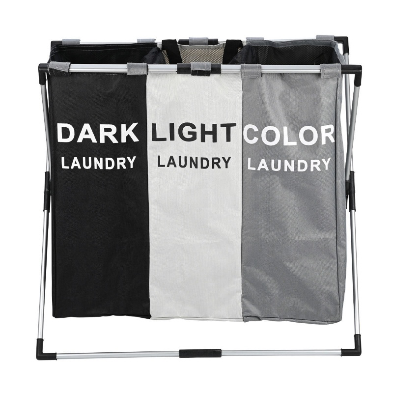 Estia foldable laundry basket with 3 compartments 135l, , medium-null