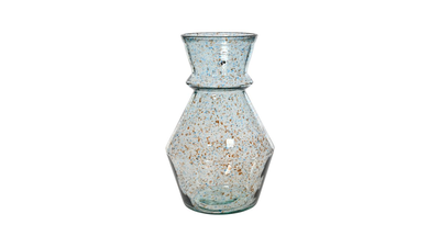 Vase recycled glass with brown and blue dots, , medium