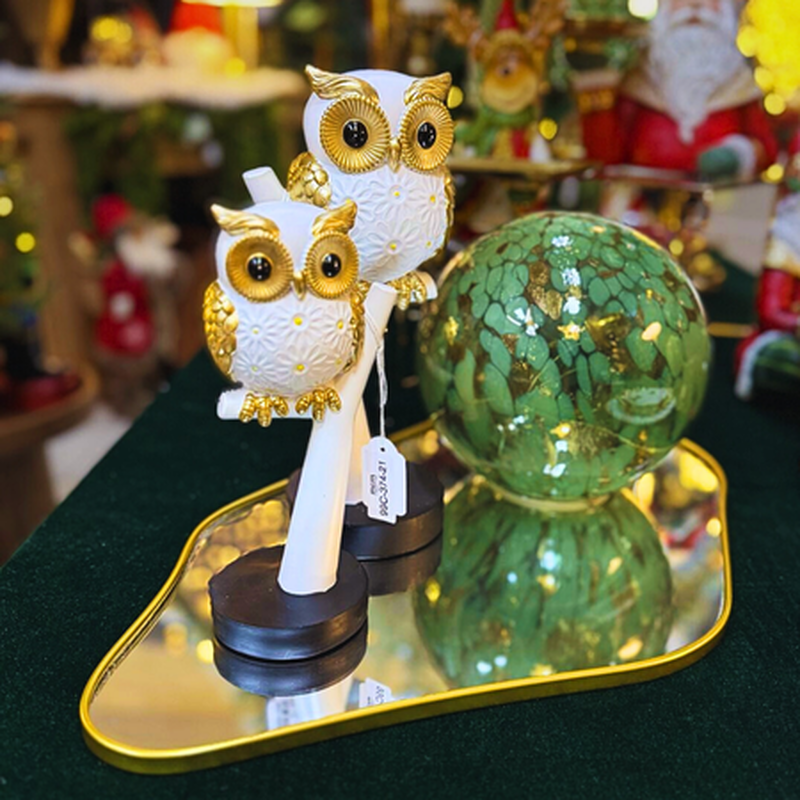 Product image: Polyresin gold white owl 10x8x21cm, , medium-null