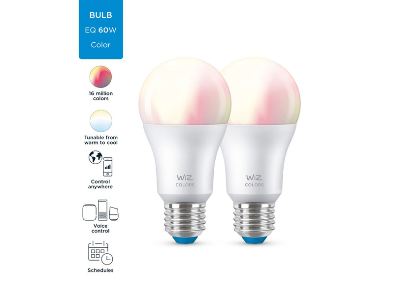 Product image: Wiz Wi-Fi 60w a60 e27 rgb 2pcs, , medium-null