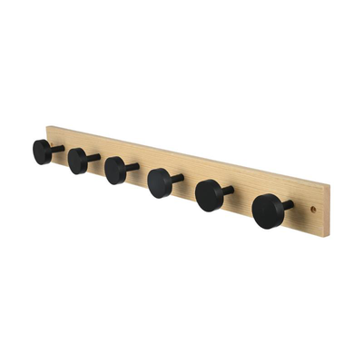 Estia wooden wall hanger 6 hooks 60x6cm - oak