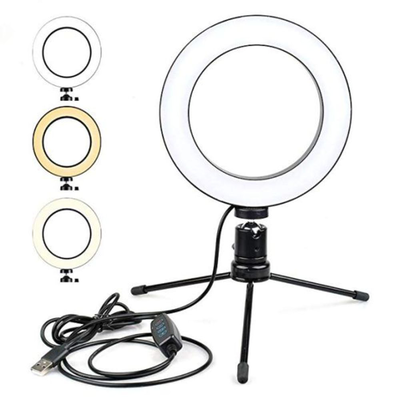 Φωτιστικό δαχτυλίδι ring light USB led 25 cm με dimmer και τρίποδο, , medium