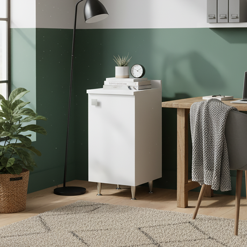 White cabinet with top unit, metal legs and adjustable shelf, pre-assembled for bathroom, laundry room, kitchen and entryway., , medium-null