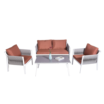 L.h garden set of 4 garden lounge aluminum with waterproof fabric, Coral, medium