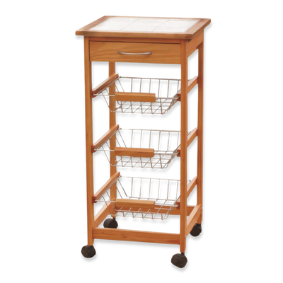 Ankor wood kitchen trolley 3-tier + 1drawer