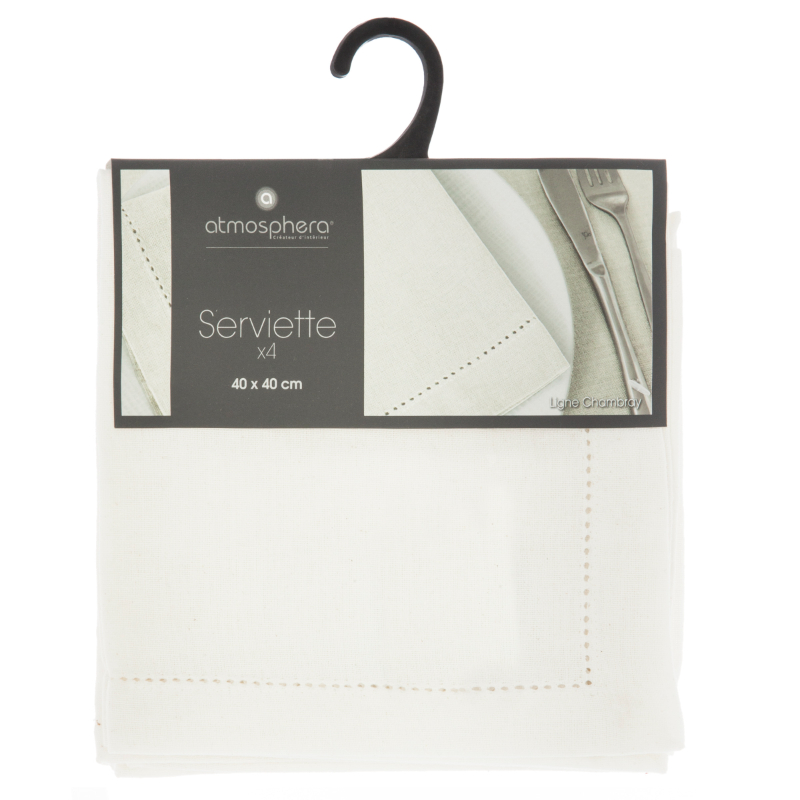 Atmosphera napkin chambray 4pcs - white, , medium-null
