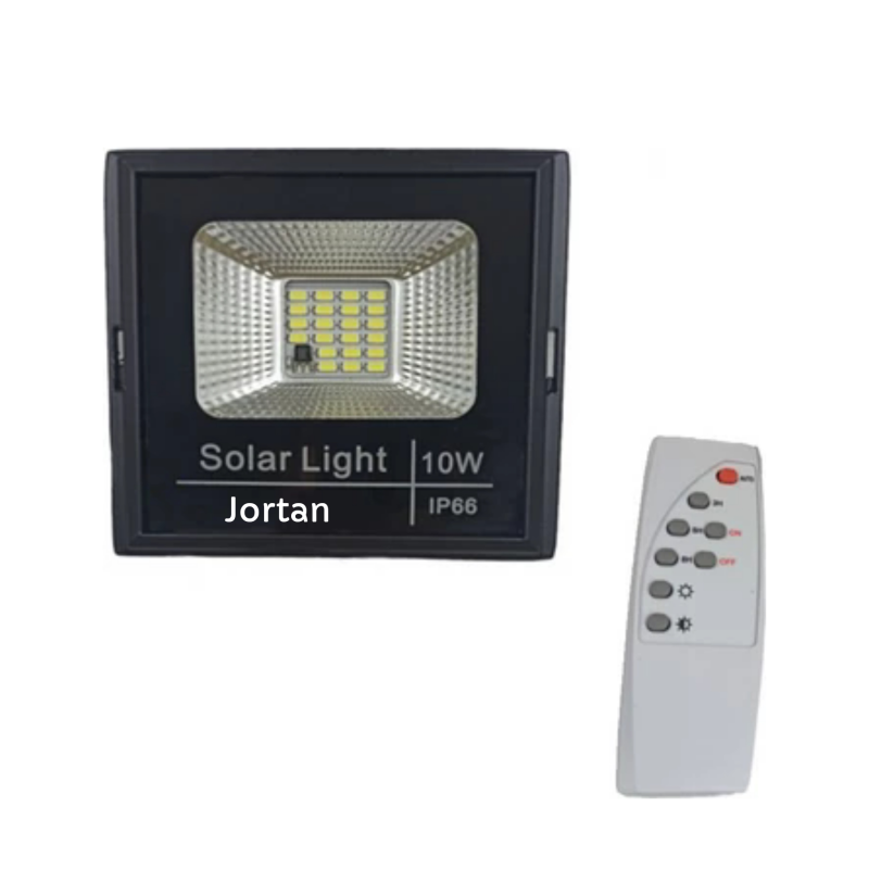 Αδιάβροχος ηλιακός προβολέας jortan 10w led με πάνελ και τηλεχειριστήριο jortan jt-bj10w, , medium image number null
