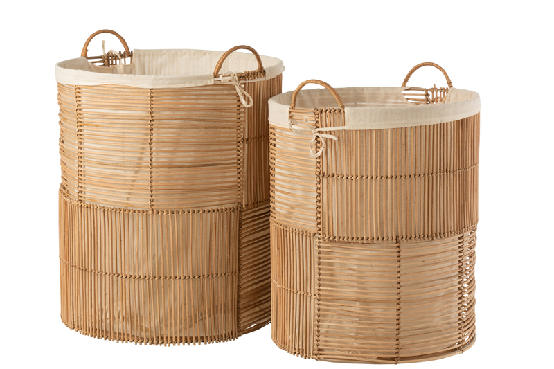 Product image: Set of 2 laundry baskets rattan natural, , medium-null