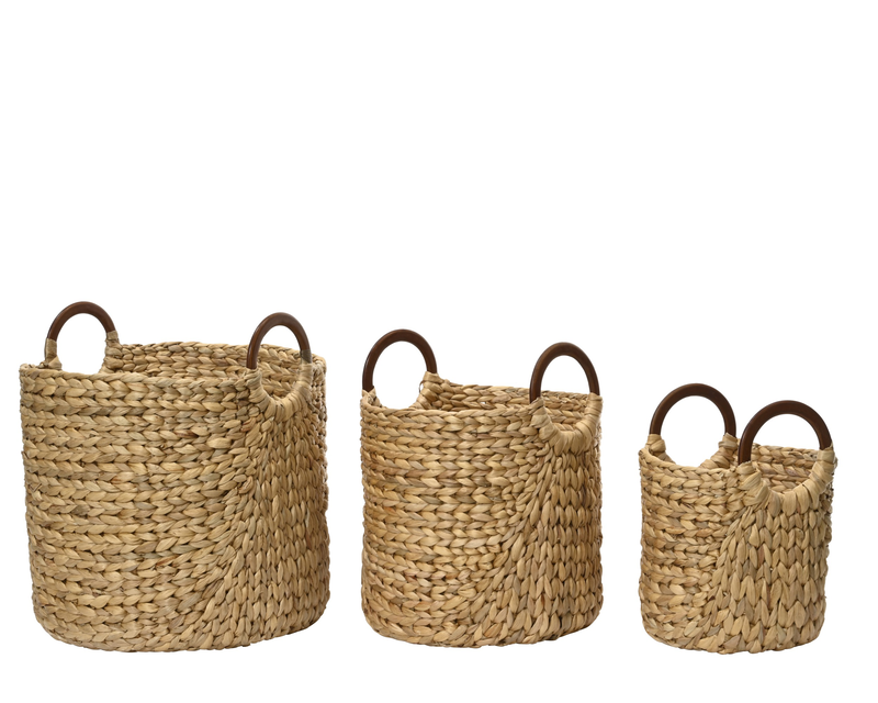 Handmade indoor basket natural waterhyacint 100% - large-null