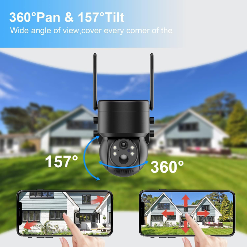 Woox r3569 outdoor battery camera 3mp ptz with solar panel, , medium-null