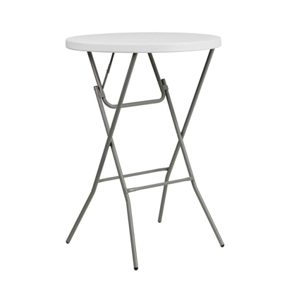 Αναδιπλούμενο στρογγυλό πλαστικό τραπέζι 80x110cm από ανοξείδωτο χάλυβα, άσπρο, , medium