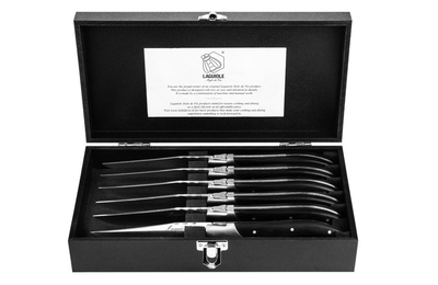 Laguiole luxury line set of 6 steak knives black ebony wood, , medium
