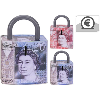 Money bank with pound print - assorted colors, , medium