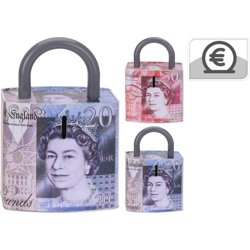 Money bank with pound print - assorted colors, , medium-null