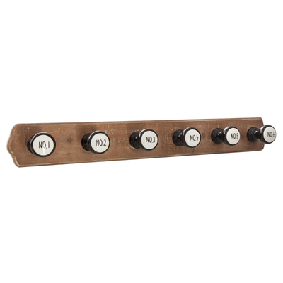 Atmosphera hanger 6 hooks wood and metal 66x8.5x8.8cm, , medium