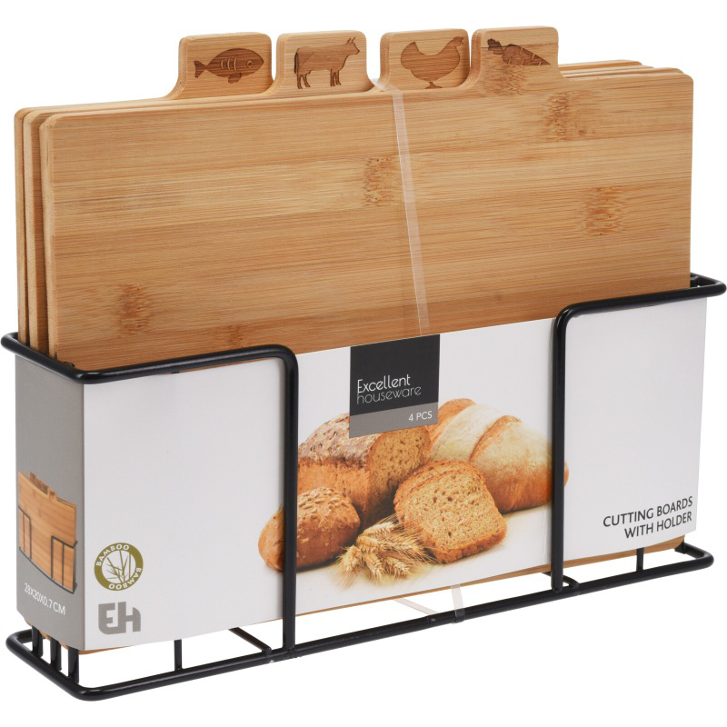 Product image: Bamboo cutting board set 4pcs, , medium-null