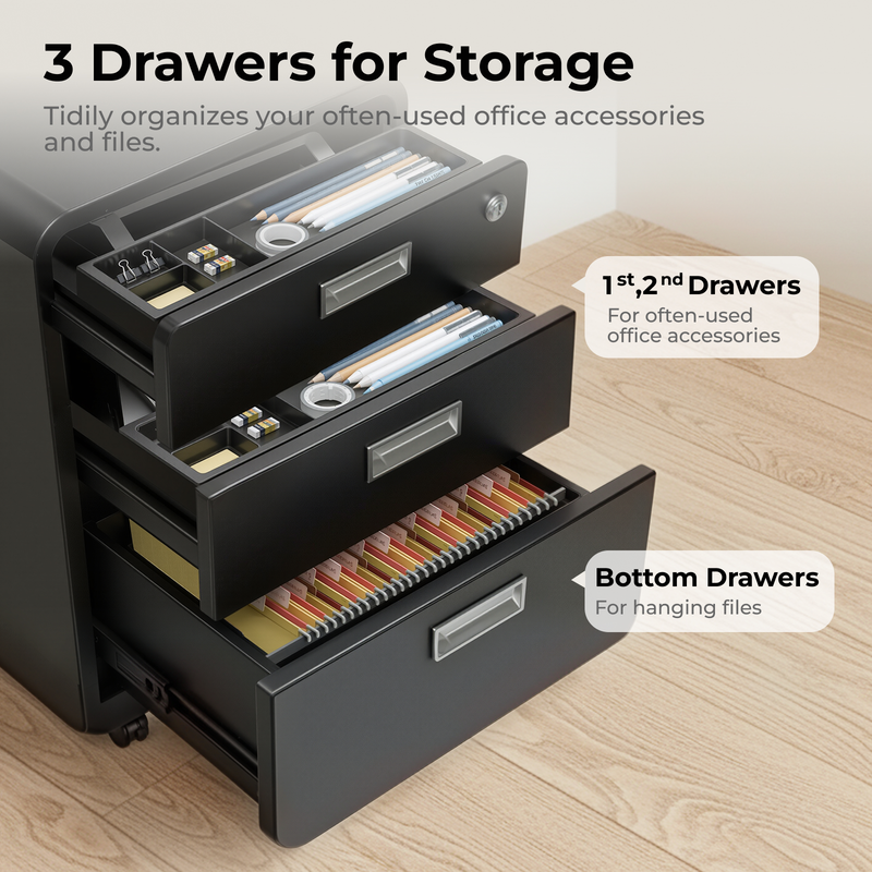 Lumivida file cabinet mobile with 3 lockable drawers cab03-3, , medium-null