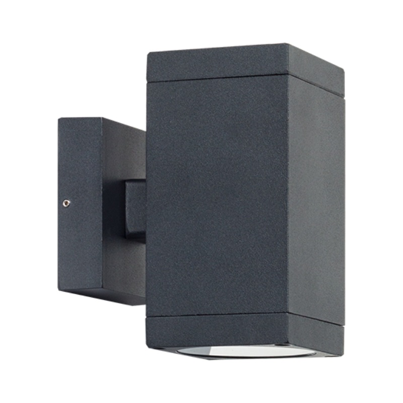Sunlight 'liam' 2xgu10 (max.2x35w) wall light up&down cube aluminium matte black ip65 l125xw85xh145mm, , medium image number null