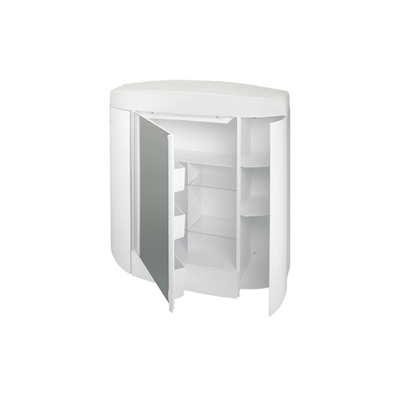 Bathroom cabinet with mirror temida 620x205x630mm 3 doors plastic white, , medium image number null