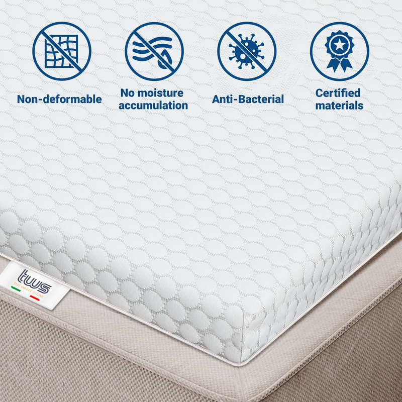 Double memory foam topper | mattress corrector 5 cm | mattress cover with removable cover | antibacterial and antifungal | 135 x 200-null