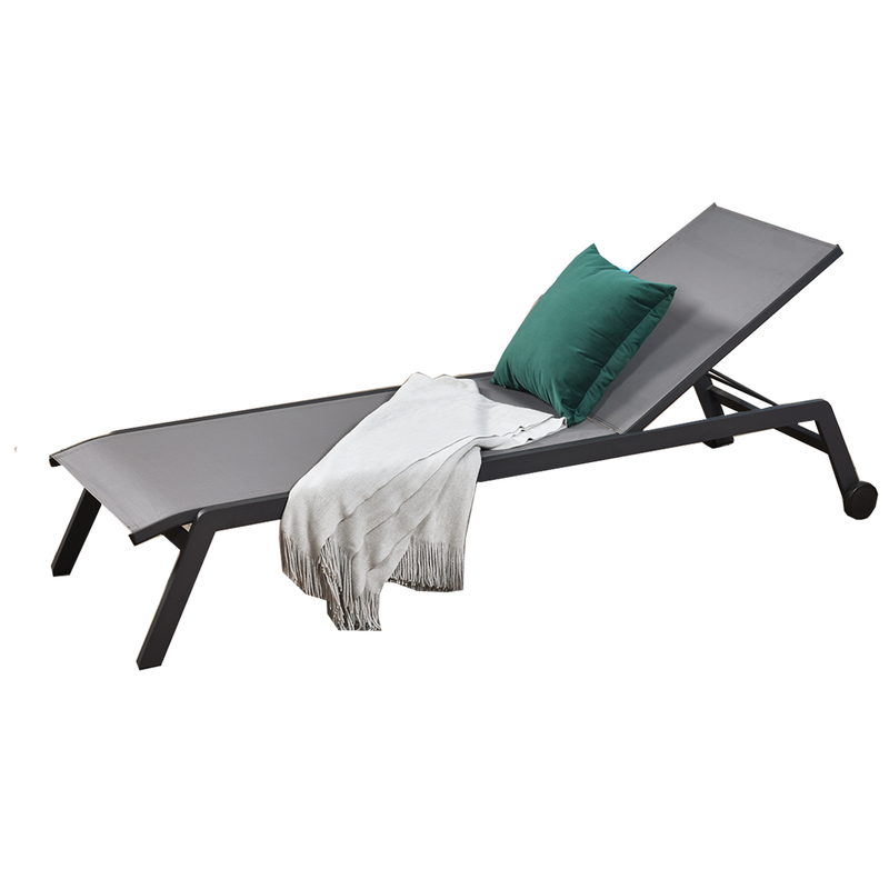 L.h garden aluminum sun bed with 2 wheels 196x66x33cm gray, , medium image number null