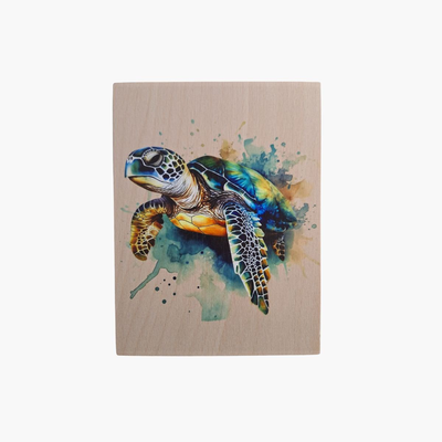 Turtle splash art print on wood, , medium