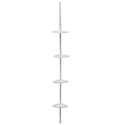 Telescopic rod with bathroom shelves plastic white, , medium