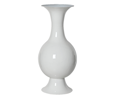 High gloss white vase, White, medium