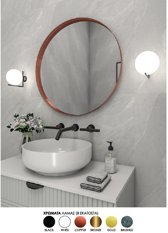 Iron circle slim wall mirror image number null