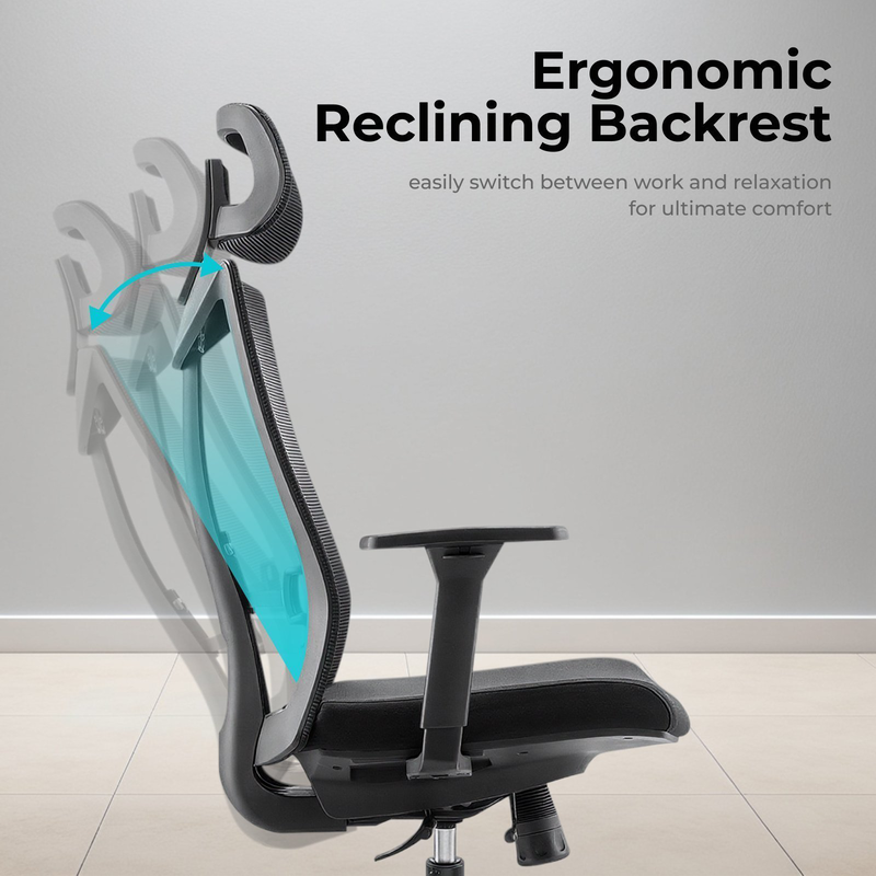 Lumivida office chair ergonomic mesh lumbar support adjustable seat/armrest/headrest black ch05-8, , medium-null