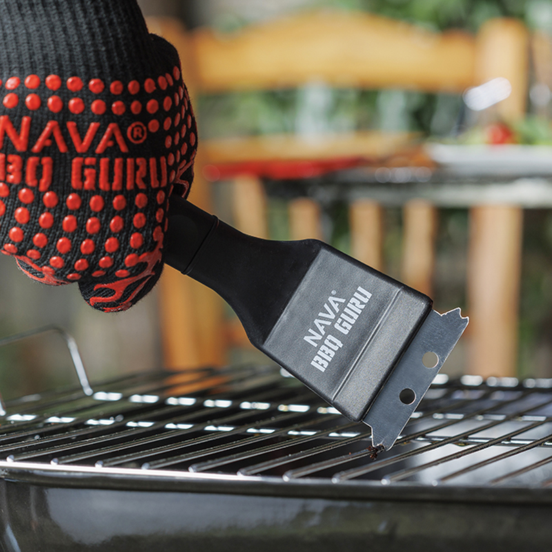 Nava bbq guru stainless steel grill cleaning brush with scraper 22cm, , medium-null