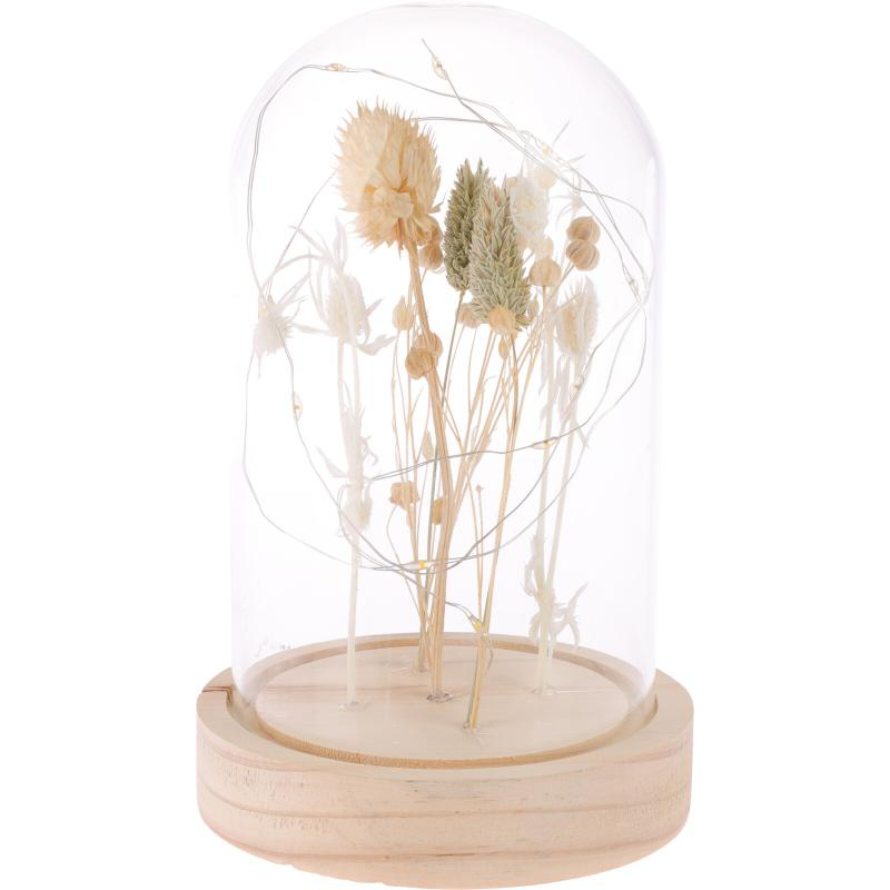 Decorative dome with dry flowers 17cm - assorted designs, , medium image number null