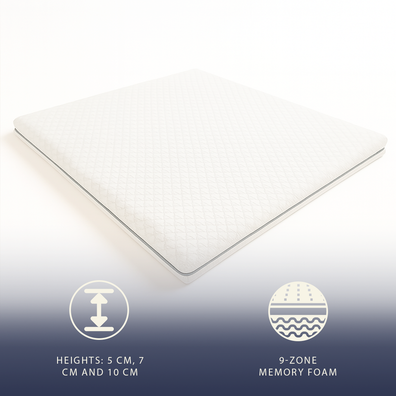 Double topper 160x190 | memory foam 9 zones | 5 cm | removable cover | made in italy-null