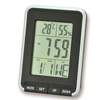 Lcd clock w alarm thermometer, , medium