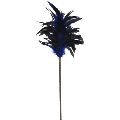 Decorative feather flower branch with led 80cm - blue