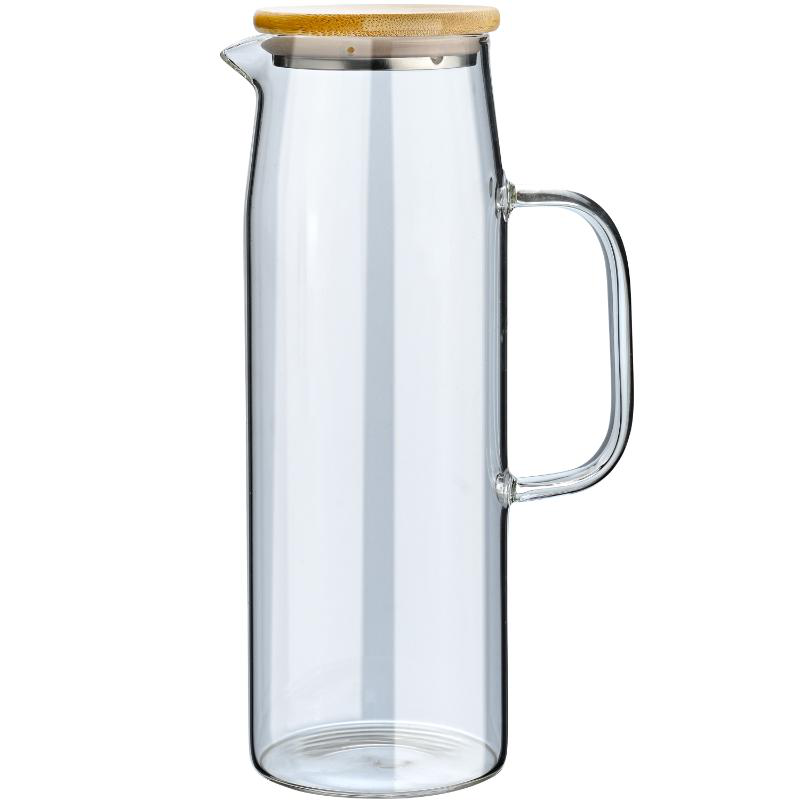 Jug glass 1.5l with lid bamboo, , medium-null