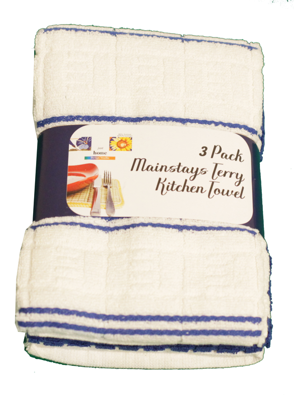 Product image: Kitchen towel mainstays terry 3pcs 3 assorted colors, , medium-null