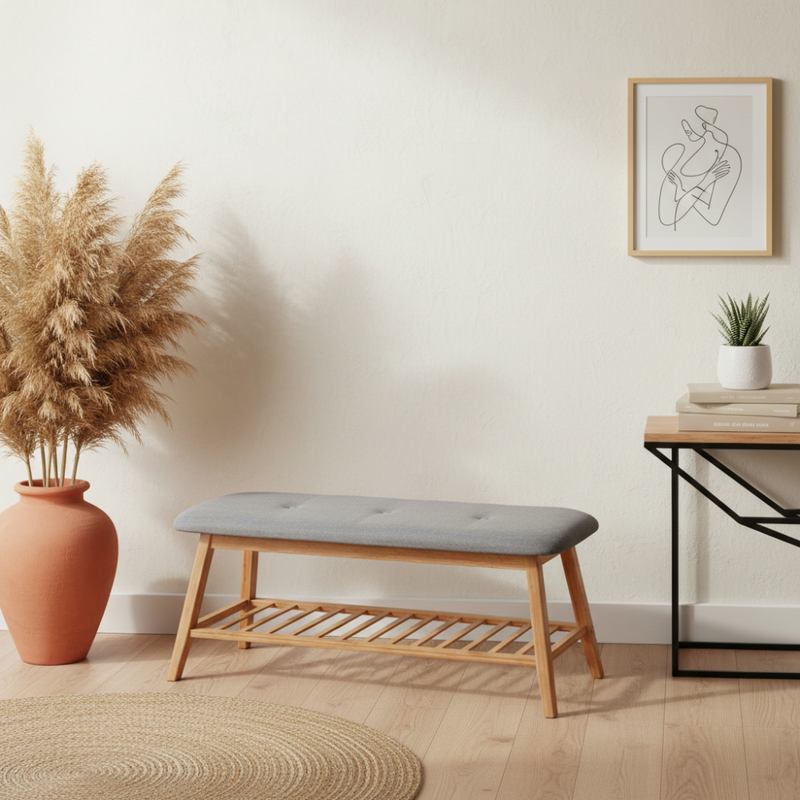 Paris bamboo bench gray 100x30.5x44cm, , medium-null