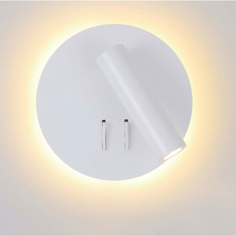 Sunlight 'aletta' led 3w+5w φωτιστικο τοιχου ασπρο 500lm 3000k ø140xh130mm, , medium-null