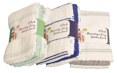 Kitchen towel mainstays terry 3pcs 3 assorted colors, , medium