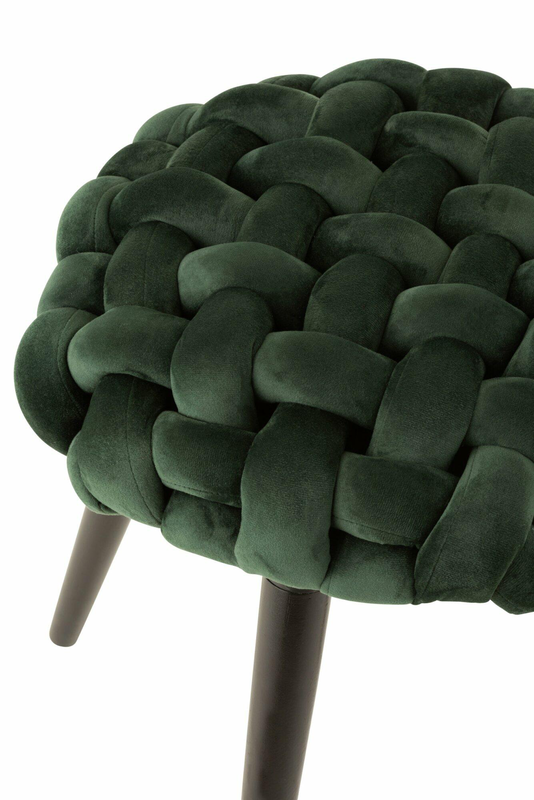 Stool woven velvet green, , medium-null