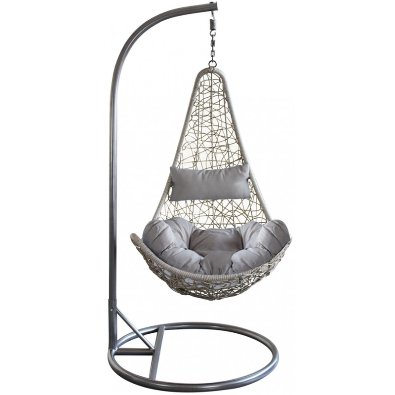 Open nest cradle ponza rattan beige/natural frame with beige cushions-null