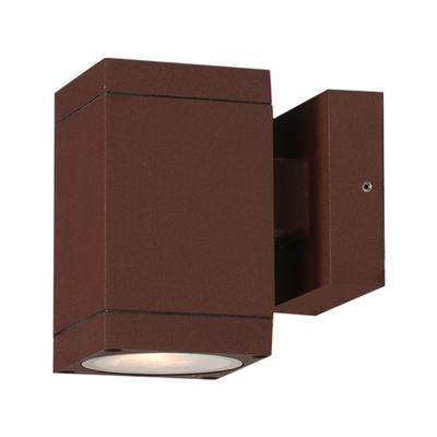Sunlight 'liam' 1xgu10 (max.35w) wall light down cube aluminium matte rust ip65 l125xw85xh125mm