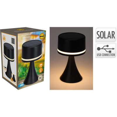 Solar table light rechargeable - black, , medium