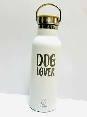 Bamboo bottle white dog lover, , medium